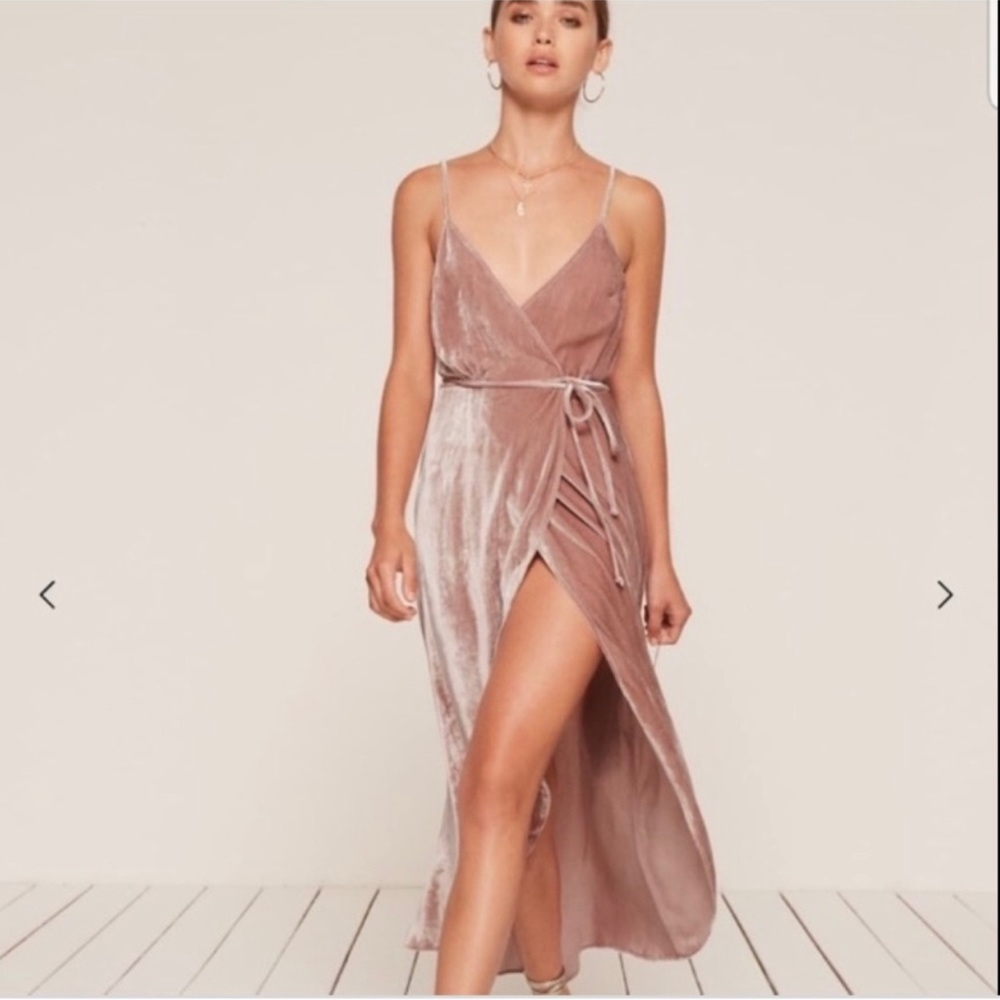 REFORMATION Anoush Dress - blush velvet